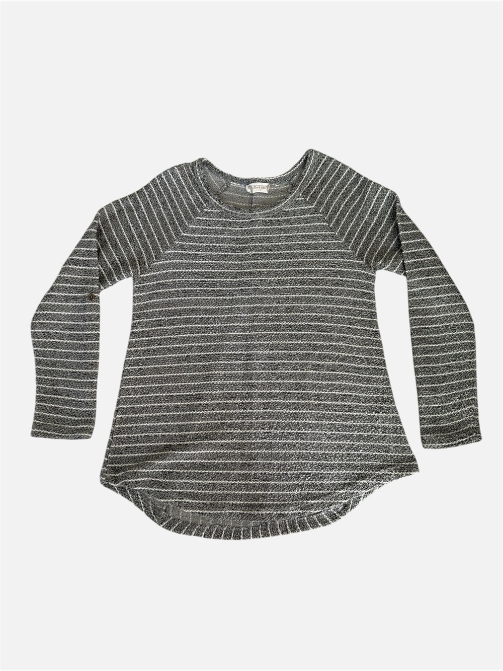 Altar'd State Gray & White Striped Long-Sleeve Knit Top